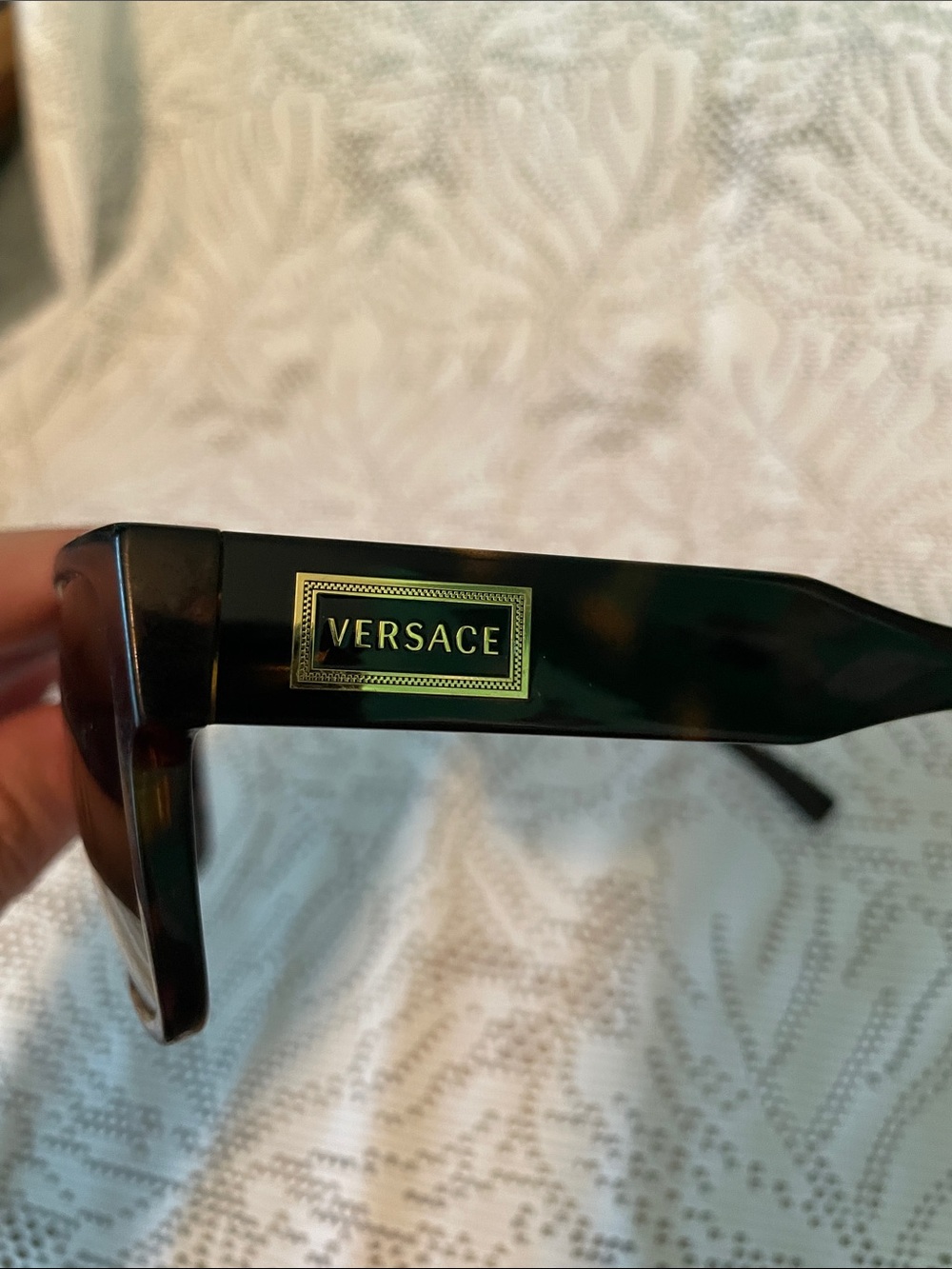Versace Tortoiseshell Sunglasses with Black Lenses and Gold Logo Plaque - Picture 2 of 13